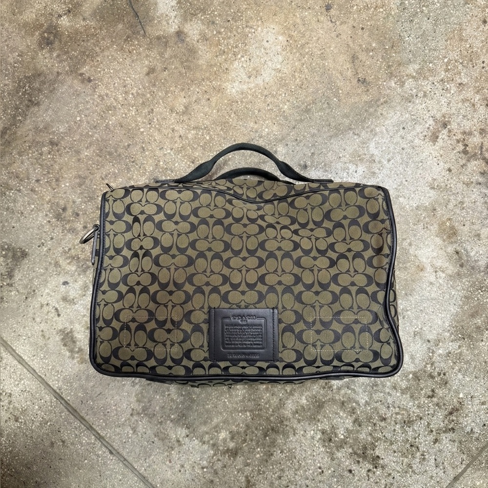 Coach Men's Black and Olive Signature Briefcase